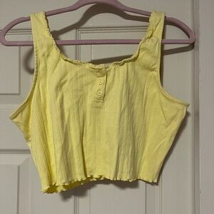 SO Yellow Pointelle Button Front Crop Top XL